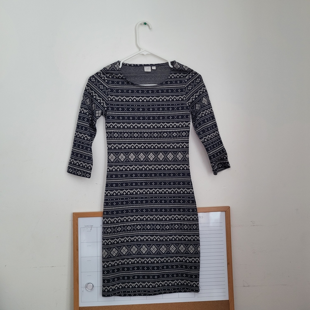 Patterned Black and White Dress